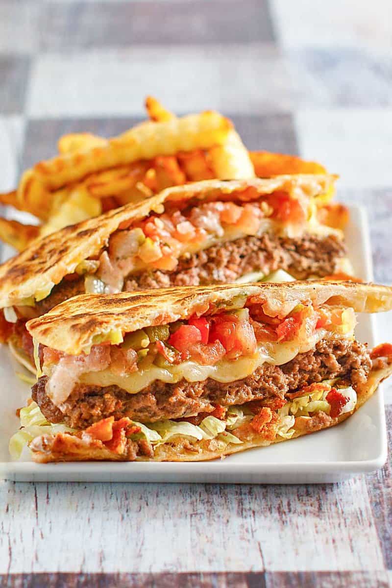 Copycat Applebee's Quesadilla Burger with Mexi-Ranch Sauce
