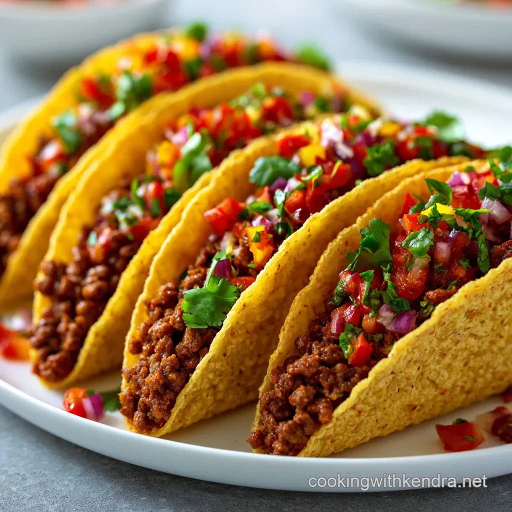 Ground Beef Tacos with Glossy Spiced Beef and Crisp Toppings