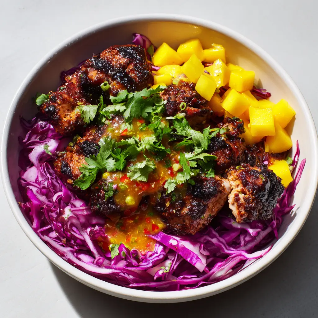 Jerk Chicken Bowls with Mango-Lime Slaw
