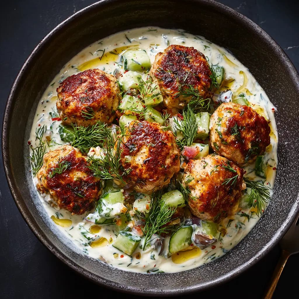 Mediterranean Chicken Meatballs with Feta and Lemon