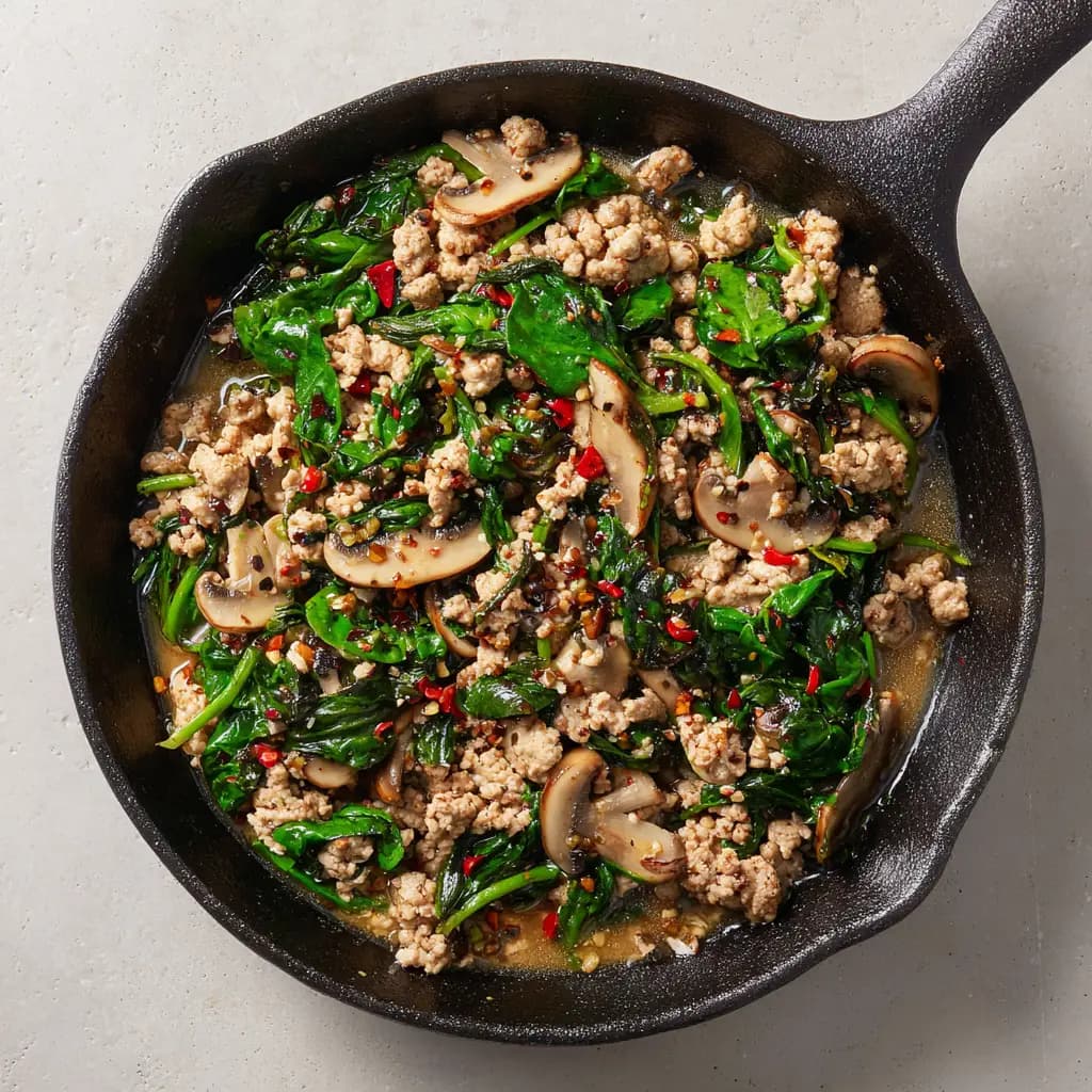 Savory Ground Turkey Skillet with Mushrooms and Spinach