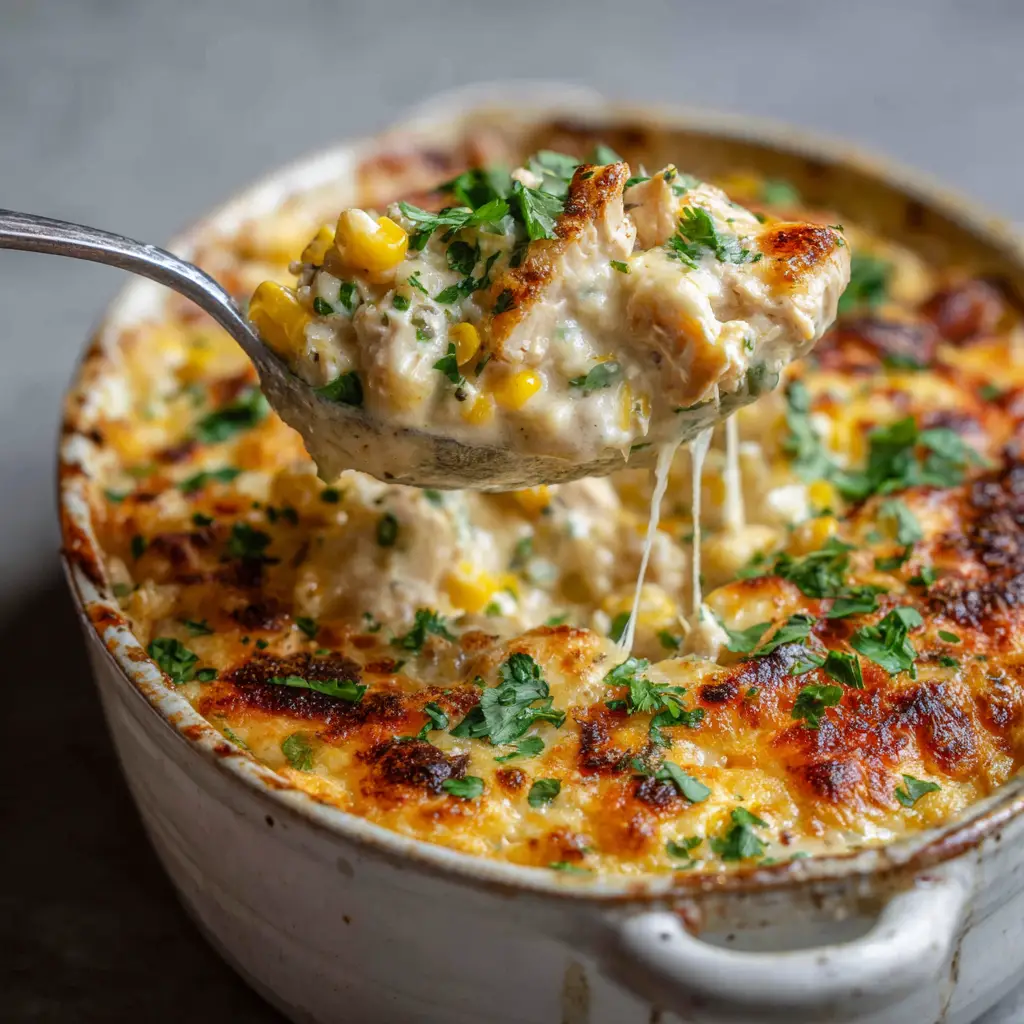 Street Corn Chicken Casserole with Cotija and Lime