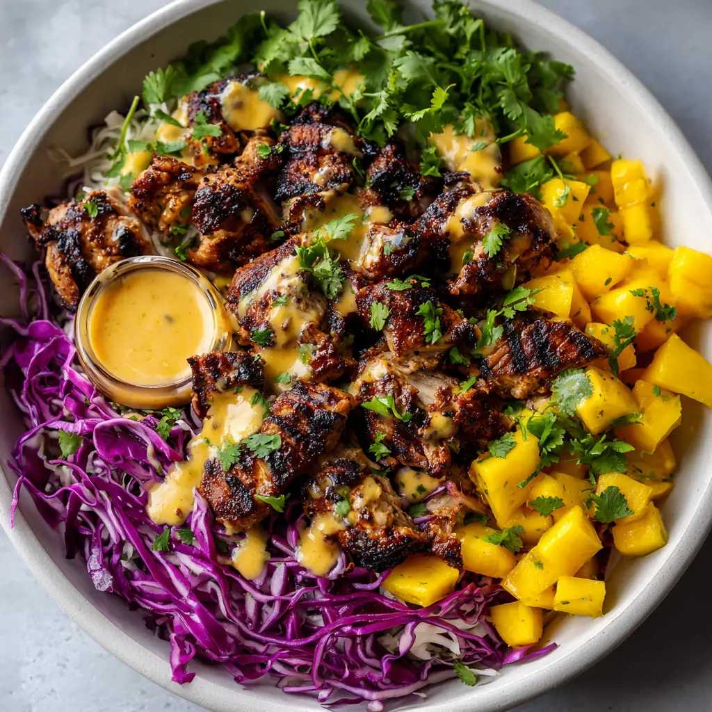 Jerk Chicken Bowls with Mango-Lime Slaw