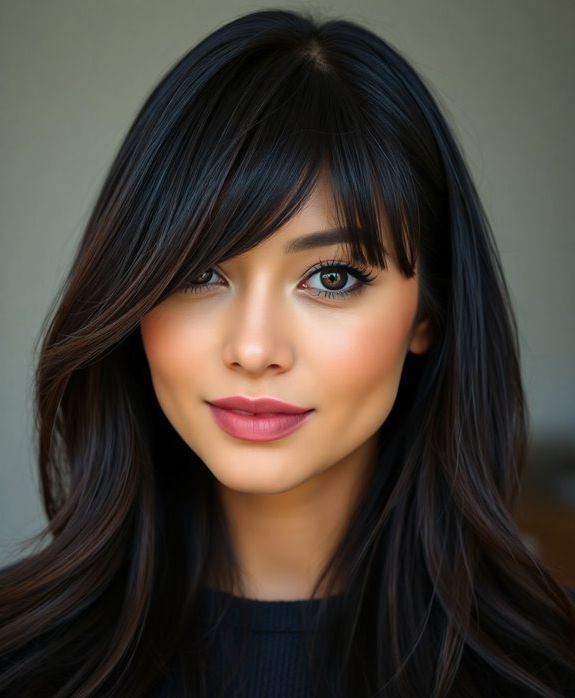 layered hairstyle with bangs
