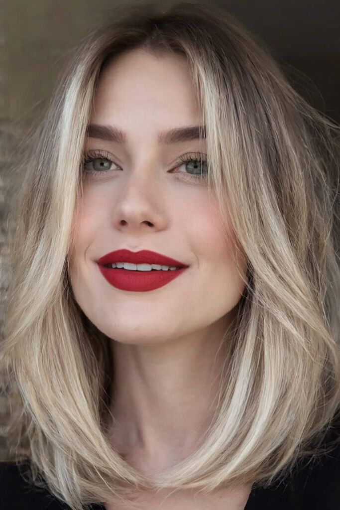 One Length Lob with Face Framing Layers