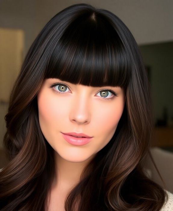 blunt bangs with long hair