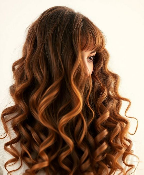 curly long hair bangs